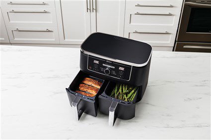 Ninja AF400EU Freidora de Aire 6 en 1 con Compartimento Doble Max 9.5L, Cocina Dos Alimentos a la Vez, Apto para Familias
