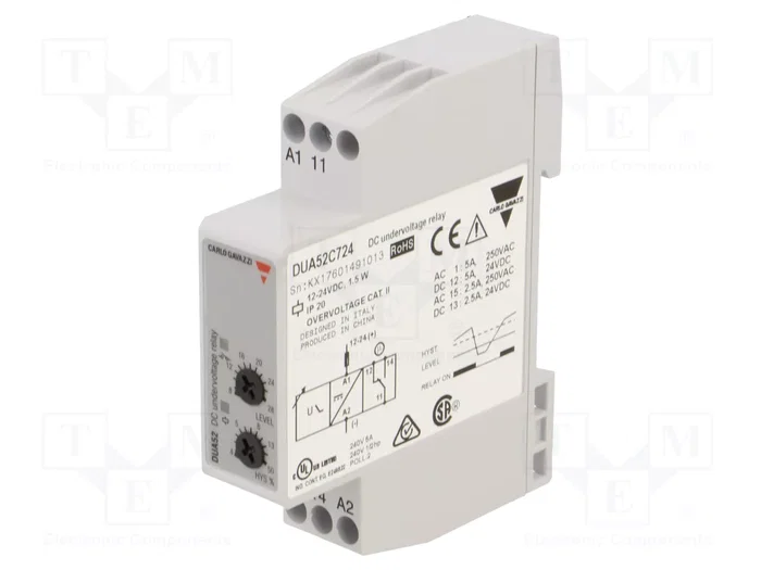 CARLO GAVAZZI DUA Relé de monitorización de corriente 12-24VDC CARLO GAVAZZI DUA Relé de monitorización de corriente 12-24VDC