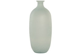 DKD Home Decor Jarrón de Cristal Reciclado Glaseado Azul Celeste