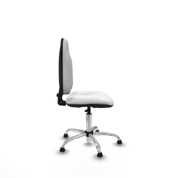 Silla de oficina Algarra con mecanismo Contacto permanente básico tapizada con Tela color Blanco. Equipada con Base cromada, Sin brazosy Topes Silla de oficina Algarra con mecanismo Contacto permanente básico tapizada con Tela color Blanco. Equipada con Base cromada, Sin brazosy Topes