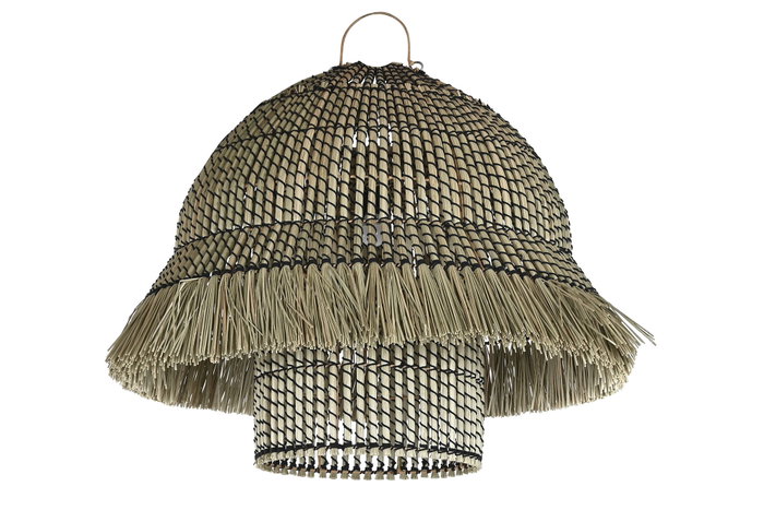 DKD Home Decor Lámpara Techo Lamps 2c 24 Fibras Naturales 57 x 65 x 74 cm