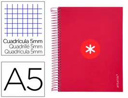 Antartik Cuaderno espiral A5 120 hojas color frambuesa