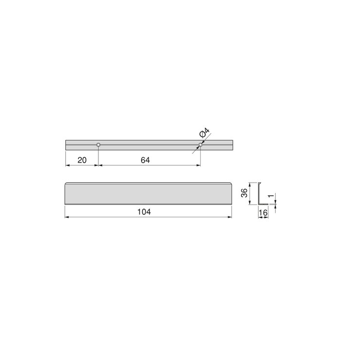 Emuca Lote de 10 tiradores para mueble Picanya, L104mm, intereje 64mm, Aluminio, Anodizado mate