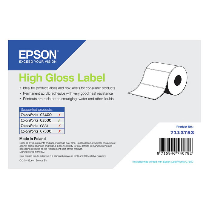 Epson High Gloss Label 102x51mm 610 Etiquetas