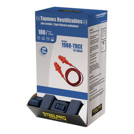 Steelpro Expositor Tapon Auditivo Fit Basic Reutilizable con Cordon SNR 25 DB con Cajita Almacenamiento 1988trcen/u