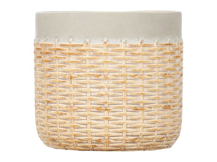 Ibergarden Maceta Cemento Efecto Ratan Gris 16 cm (Set de 12)