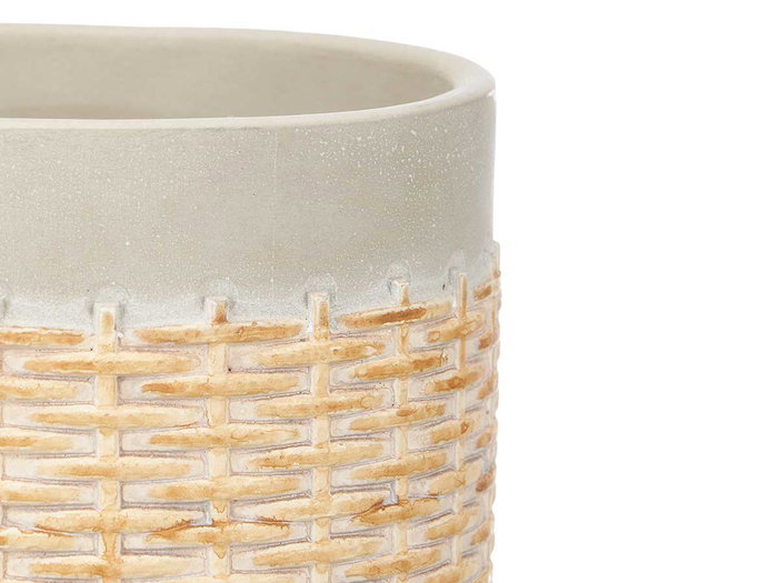 Ibergarden Maceta Cemento Efecto Ratan Gris 16 cm (Set de 12)