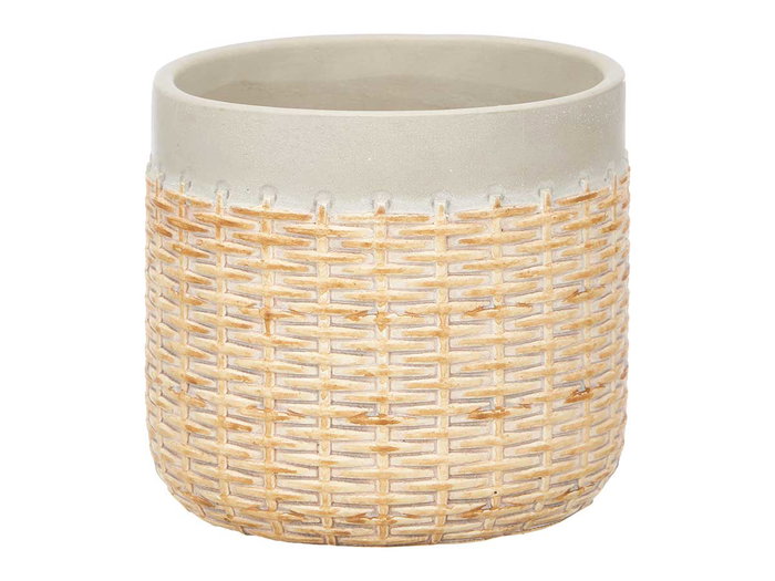 Ibergarden Maceta Cemento Efecto Ratan Gris 16 cm (Set de 12)