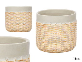 Ibergarden Maceta Cemento Efecto Ratan Gris 16 cm (Set de 12)