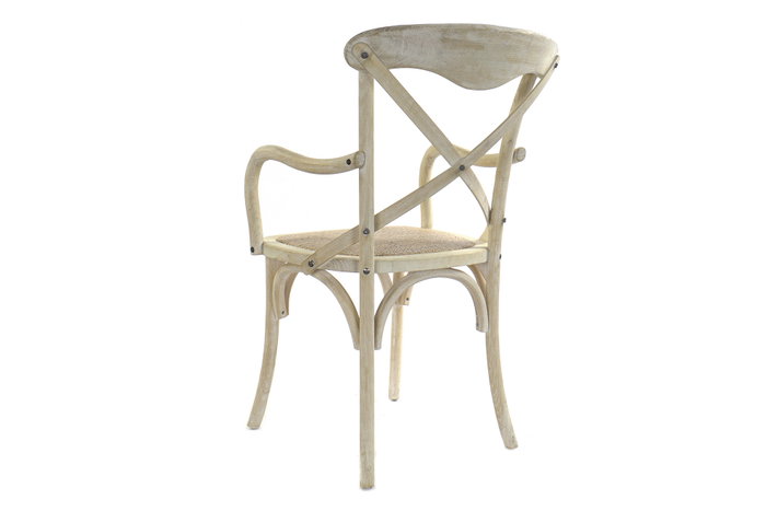 DKD Home Decor Silla Olmo Ratan Crossback Envejecido Blanco DKD Home Decor Silla Olmo Ratan Crossback Envejecido Blanco