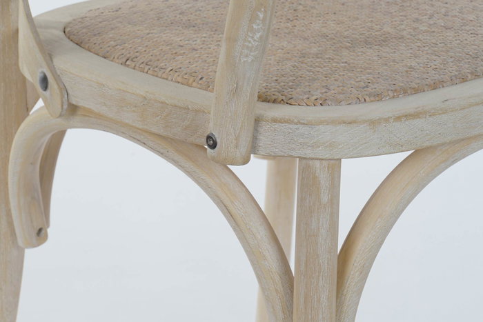 DKD Home Decor Silla Olmo Ratan Crossback Envejecido Blanco DKD Home Decor Silla Olmo Ratan Crossback Envejecido Blanco