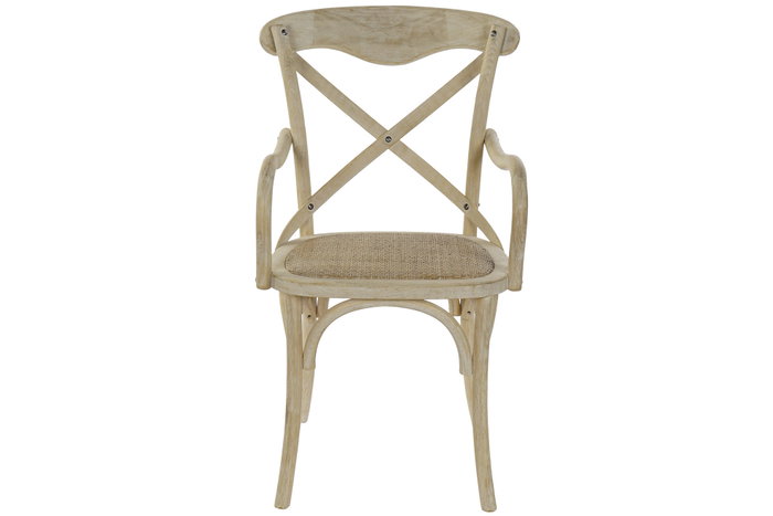 DKD Home Decor Silla Olmo Ratan Crossback Envejecido Blanco DKD Home Decor Silla Olmo Ratan Crossback Envejecido Blanco