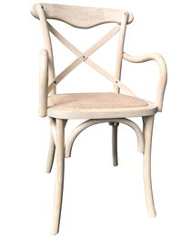 DKD Home Decor Silla Olmo Ratan Crossback Envejecido Blanco