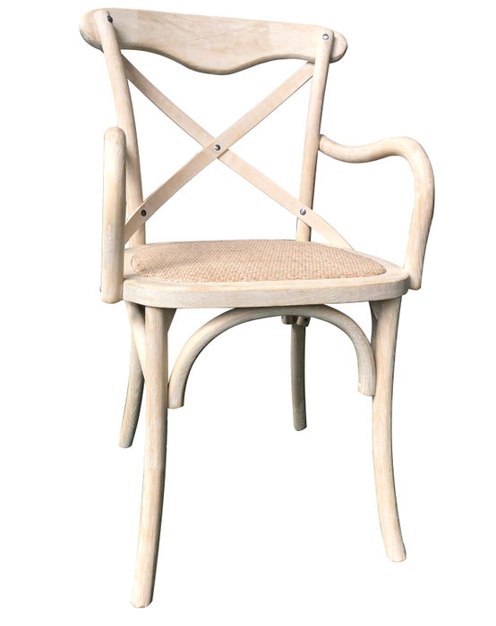 DKD Home Decor Silla Olmo Ratan Crossback Envejecido Blanco DKD Home Decor Silla Olmo Ratan Crossback Envejecido Blanco