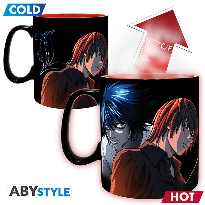 Abystyle Taza Térmica Death Note Cambio de Calor 460ml Kira y L, Cerámica, Licencia Oficial, Diseño Térmico Exclusivo con L y Light Abystyle Taza Térmica Death Note Cambio de Calor 460ml Kira y L, Cerámica, Licencia Oficial, Diseño Térmico Exclusivo con L y Light
