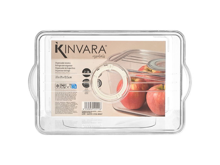 Kinvara Organizador Nevera Tapa Jumbo Aro Blanco 33x14x21 cm (Set de 12)