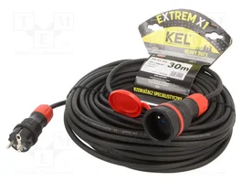 KEL Prolongador de alimentación H05RR-F 3G1,5mm2 30m Negro