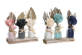DKD Home Decor Set de 3 Flores Secas y Cerámica Surtido