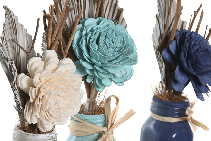 DKD Home Decor Set de 3 Flores Secas y Cerámica Surtido