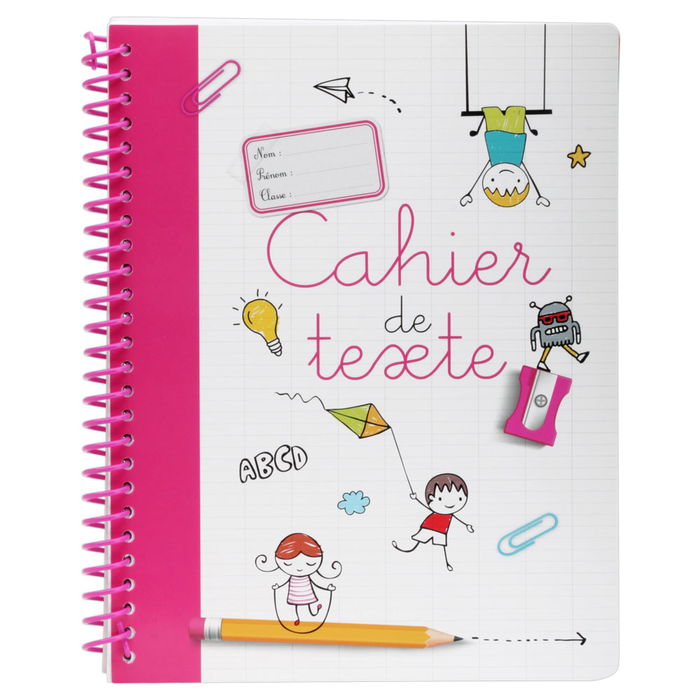 Createur de Genie Cuaderno Escolar 22x17 cm Espiral Milimetrado con Apartados para Agenda y Diario Colores Surtidos Hojas Impresas a Color Textos en Francés