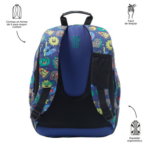 Totto Mochila Escolar Rayol Tello MA04ECO002-2416N-8JZ, Mediana, 33 x 44 x 13.5 cm, 19.6L, Estampado