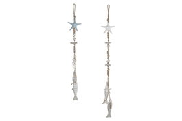 DKD Home Decor Decoración Colgante MDF y Cuerda Pack de 2 (Surtido Azul y Blanco)