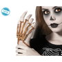 Atosa Mano de Esqueleto Metálico en Tono Dorado de Accesorio para Disfraz de Muñeca, Halloween, Catrina o Terror Gótico