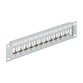 DeLOCK Patch Panel Keystone 10" 12 Puertos 1U Montaje en Rack Gris Metal - Referencia 43327