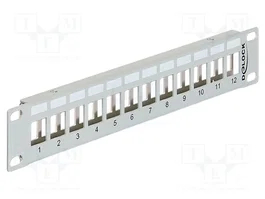 DeLOCK 43327 Patchpanel Keystone 12 Puertos Metal Gris