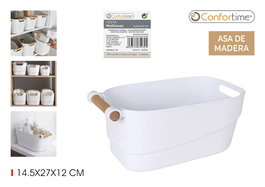Confortime Cesta de Madera Multiusos con Asas de Madera, Dimensiones 27 cm Largo x 14.5 cm Ancho x 12 cm Alto (12 Unidades)