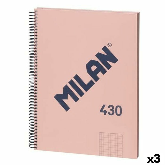 Milán Cuaderno A4 con espiral metálica y tapa dura Rosa