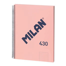 Milán Cuaderno A4 Espiral Pautado 7 mm Rosa 80 Hojas Tapa Dura Papel 95 gr Fabricado en España