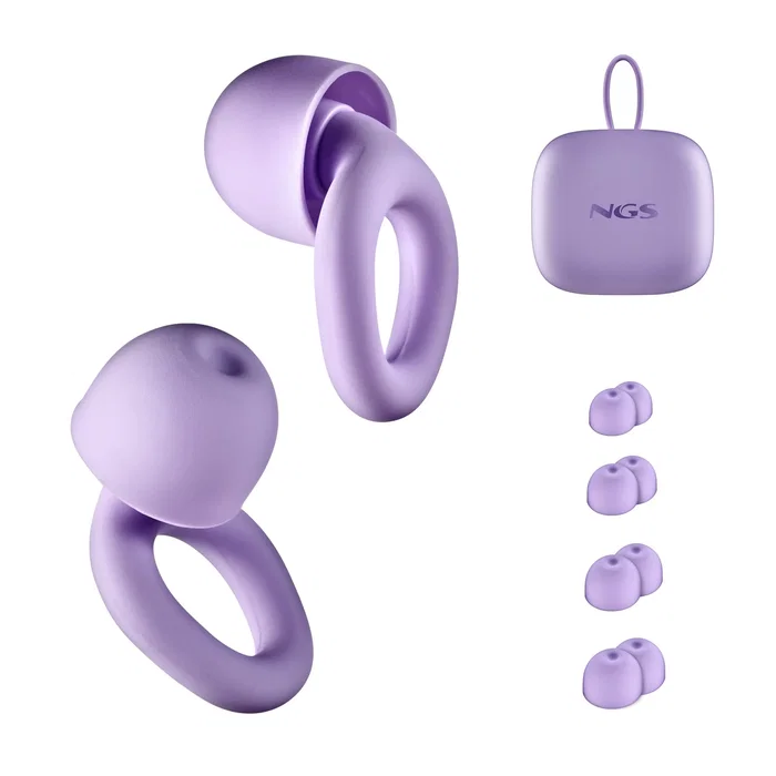 NGS Tapones de silicona NOON Púrpura con funda y 4 almohadillas