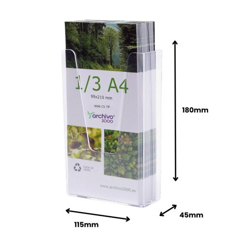 Archivo 2000 Portafolletos Mural Premium 1/3 DIN A4 Transparente