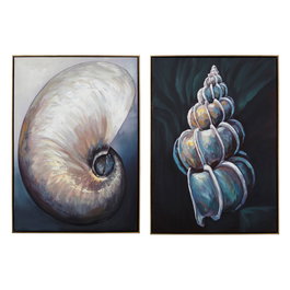 Cuadro Impresión Conchas 2/M Gris 72 X 4 X 100 cm (Set de 2)