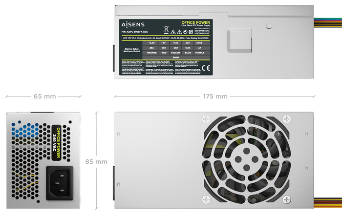 Aisens Fuente de Alimentación TFX 500W Plata Aisens Fuente de Alimentación TFX 500W Plata