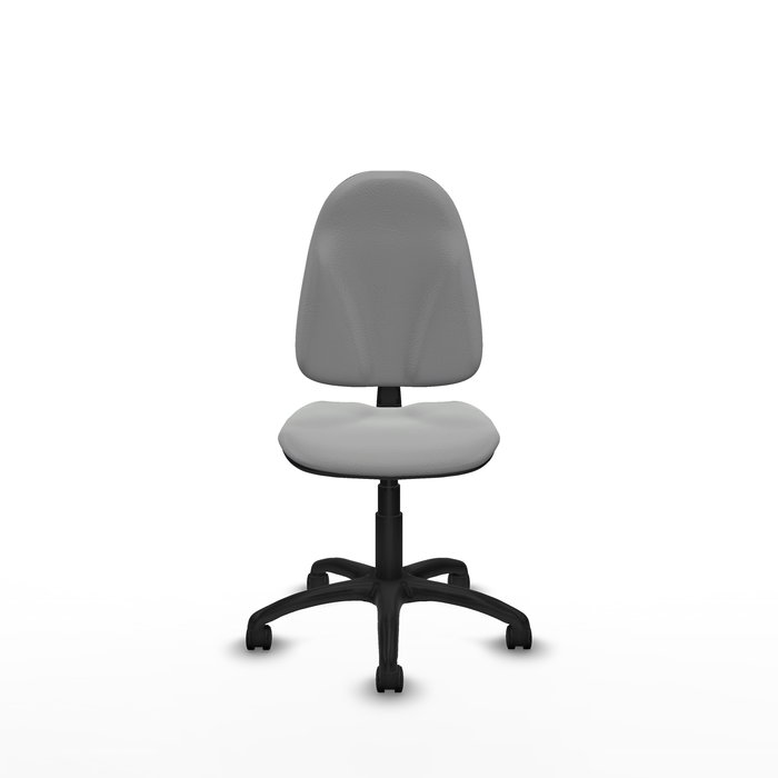 Silla de oficina Algarra con mecanismo Contacto permanente básico tapizada con Similpiel color Gris claro. Equipada con Base poliamida negra, Sin brazos y Ruedas de nailon 50 mm