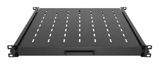 Lanberg AK-1021-B - Bandeja deslizante de rack 19", 1U, color negro, capacidad de carga 35 kg, medidas 445x500 mm