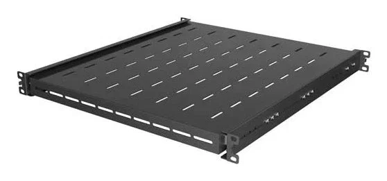 Lanberg AK-1021-B - Bandeja deslizante de rack 19", 1U, color negro, capacidad de carga 35 kg, medidas 445x500 mm
