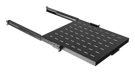 Lanberg AK-1021-B - Bandeja deslizante de rack 19", 1U, color negro, capacidad de carga 35 kg, medidas 445x500 mm