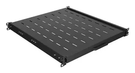 Lanberg AK-1021-B - Bandeja deslizante de rack 19", 1U, color negro, capacidad de carga 35 kg, medidas 445x500 mm
