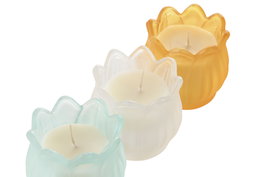 DKD Home Decor Vela de Cera de Parafina y Cristal con Diseño de Flor, Surtido