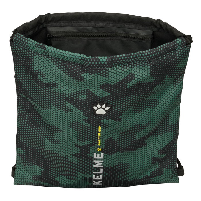 Bolsa Mochila con Cuerdas Kelme Camo Negro Verde 35 x 40 x 1 cm