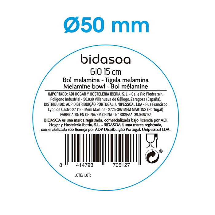 Bol Bicolor Melamina Gio Bidasoa 15x15 cm (12 Unidades)