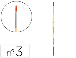 Liderpapel Pincel nº 3 Punta Redonda Pelo Sintético Certificado FSC para Acrílica y Acuarela