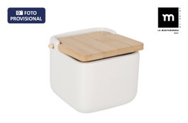 La Mediterranea Salero de Cerámica con Tapa de Bambú (Pack de 24 Unidades) Dimensiones: 9.5 x 9.5 x 8.5 cm