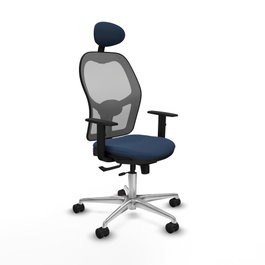 PIQUERAS Y CRESPO Silla de oficina Jorquera con mecanismo Sincro/Traslack Azul marino y Gris