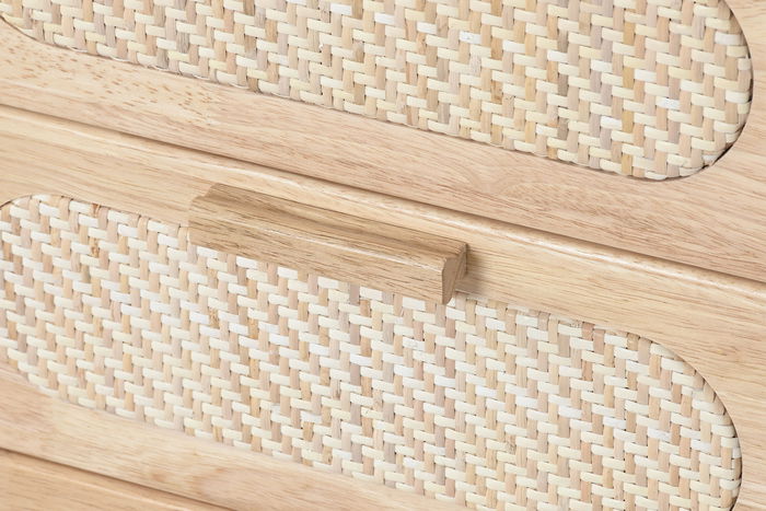 DKD Home Decor Cajonera Scandi Natural 3 cajones 63 x 40 x 30 cm Rubberwood Ratan Metal