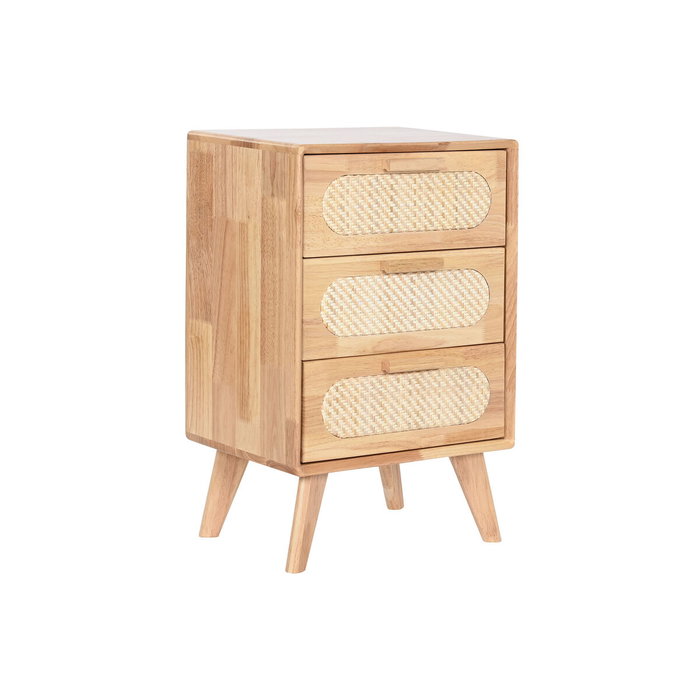 DKD Home Decor Cajonera de Rubberwood y Ratán Natural
