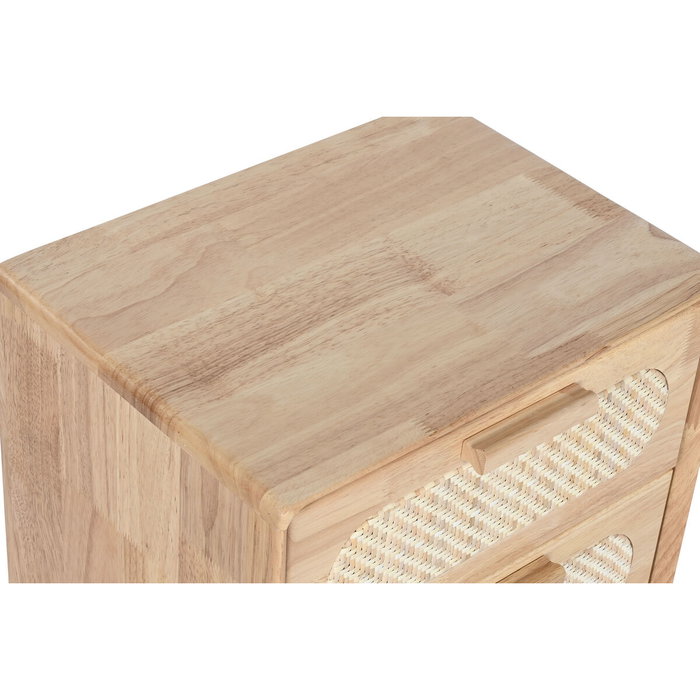 DKD Home Decor Cajonera de Rubberwood y Ratán Natural